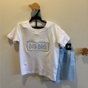 Kids White and Blue 'Big Bro' Matching Set